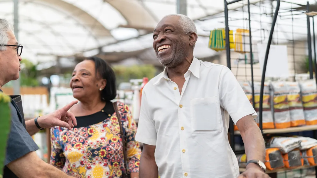 Mature black couple at the market